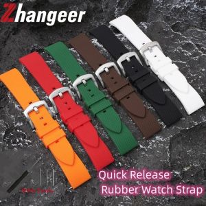 Zhangeer High Quality Quick Release Rubber Watch Strap 20mm 22mm Waterproof Sport Silicone Bracelet With Stainless Steel Buckle Orange Red Brown for Seiko Watchband Flat Interface Universal Watch BandWatch Accessories with Tool