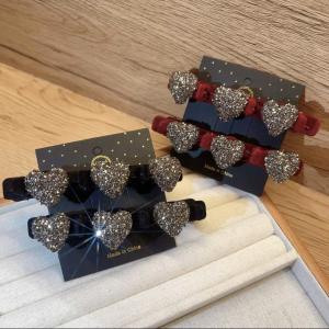 New Year Red Flocking Heart Braid Hair Clip Princess Style Headwear Elegant Hair Accessories Hairpin Hairband Hair Comb