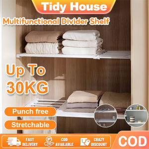 Tidy House Adjustable Divider Shelf Nail Free Layered Partition Board Wardrobe Cabinet Storage Organizer Rack