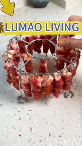 LUMAO Air Fryer Stainless Steel Double Layer Rack Detachable Hanging Barbecue Grill with 24 Hooks Multi-Layer Roasting Stand for Even Grilling