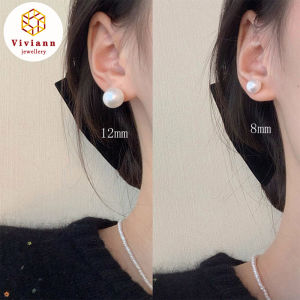 Viviann Original Shell Pearl Earrings Female Sterling Silver Premium FEVER Same Large Vintage Earrings Pearl Stud Earrings For Women Wedding Party FIne Jewelry Gift