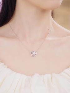 ZHOU LIU FU 周六福 สร้อยคอเงินสเตอร์ลิง ต่างหูมุก สร้อยคอจี้ S925 Sterling Silver Necklace Pearl Earrings Necklace Pendant Elegant Jewelry for Women Girls Parties J0615086 J0915087