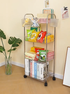 XMONE ชั้นวางของพลาสติก ชั้นวางของ ชั้นวางของในห้องครัว 2/3/4ชั้น ใช้ฉากหลายฟังก์ชั่น รถเข็นวางของ  มีล้อเลื่อนเคลื่อนย้ายสะดวก วัสดุอะคริลิก