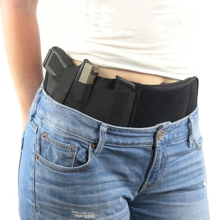 ยุทธวิธีปกปิดพกพา Belly Band ปืน Universal การล่าสัตว์กลางแจ้ง Airsoft Glock Handgun เข็มขัดเอวกระเป๋าปืนพก Holsters