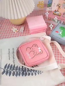 Ins Cute Sanitary Napkin Storage Bag Girl Large Capacity Portable Square Cartoon Coin Storage Bag
