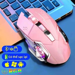 Chuột Chơi Game Bluetooth Không Dây Cơ Học Có Đèn Nền Sạc Lại Được USB Dành Cho Game Thủ PC Thuận Tay Phải 2000 DPI