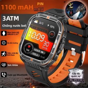 Đồng Hồ Thông Minh Nam Với Pin 1100mAh Màn Hình AMOLED 2.01 Inch Khả Năng Chống Nước 3ATM Đèn Pin LED La Bàn Tính Năng Gọi Điện Theo Dõi Sức Khỏe Theo Dõi Nhịp Tim