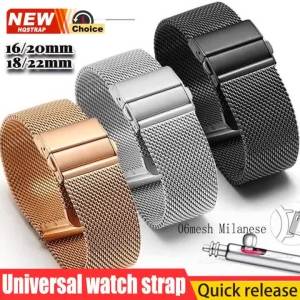 New 0.6mesh Milanese Strap 16/18/20/22mm Universal Watch Band for DW Stainless Steel Bracelet Metal Folding Buckle Quick Release
