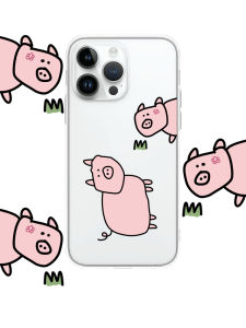 Cute Pig Silicone Transparent Phone Case for  17Promax Couple 16Promax Cartoon 15Pro Huawei Xiaomi Vivo Oppo 14 Anime 13