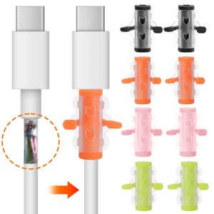 4PCS Universal Cute Data Cable Protector Cover Cord Saver Wire Winder Cord Protectors for Apple IOS Type C Micro Phone Charger