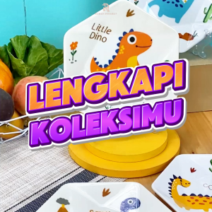 Piring Melamin Lucu Motif Dino Segi Enam Tebal