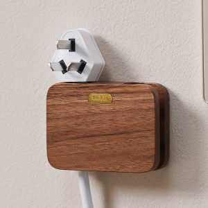 Wall Mounted Walnut Wood Kitchen Hook Powerful Adhesive Glue Power Cable Organizer No Drilling Required Square Sticky Hook