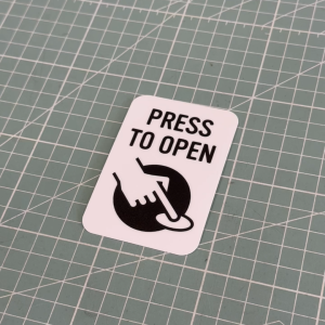 Press to Open. Finger Push Pressing. Sticker Label Sign Signage Small Mini. Tekan untuk Buka. Stiker Kecil.