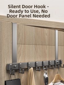No-Drill Door Back Hanger Long Clothes Hook Bedroom Storage Organizer Aluminum Alloy Heavy Duty Adhesive Hook for Clothes Shoes