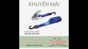 Dây chằng hàng xe máy Cao Cấp Hàng xuất CHÂU ÂU móc thép bọc nhựa bản 25mm X 600KG chiều dài màu sắc tùy chọn