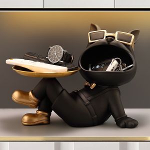 Luxurious Entrance Way Decorative Wealth Attracting Dog Home Decoration Living Room Tabletop Ornament Moving Gift Key Storage