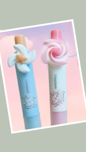 Colorlady - Set 6 Bút Gel Bấm Mực Đen Ngòi 0.5mm Gắn Charm Chong Chóng Xoay Xả Stress Dễ Thương Cho Học Sinh