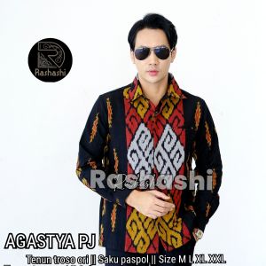 AGASTYA Kemeja tenun pria hem cowok kemeja kantor tenun troso motif etnik lengan panjang dan pendek atasan pria eksklusif by rashashi