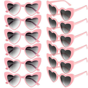 12 Pair Heart Shaped Sunglasses for Women Color Heart Glasses Halloween Party Favor Christmas Decorations