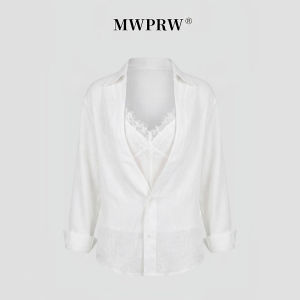 French-Styled Two-Piece Lace Ramie Shirt