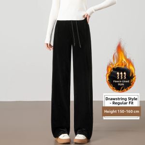 Velvet Trousers Warm Insulated Fall Winter Black