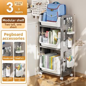 Multilayer Mobile Book and Bag Organizer Storage Cart