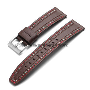 20mm 22mm Brown Black Cowhide Leather Watch Band For Huami for Samsung for Huawei Bracelet Quick Release Mens Replacement Strap