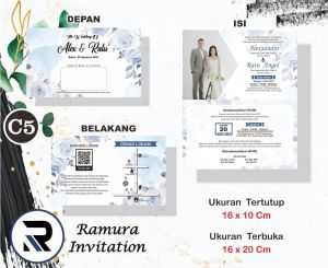 50 Pcs Undangan Pernikahan Lipat Minimalis C