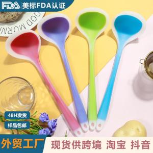 Colorful Silicone Soup Spoon Non-Stick Pot Heat Resistant Food Grade Transparent Kitchen Cooking Utensils Soft Silicone Handle