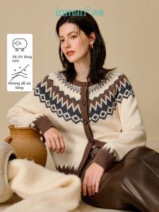 INMAN | Áo Cardigan Mô Hình Fair Isle Tay Raglan Dáng Rộng Cho Mùa Đông