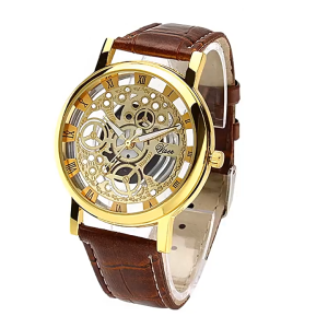 2025wokai ธุรกิจใหม่ผู้ชายที่ไม่ใช่กลไกควอตซ์นาฬิกาโครงกระดูกออกแบบเข็มขัดผู้ชายนาฬิกาปกติ