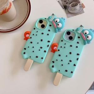 🔥【Readystock】 + FREE Shipping+ COD 🔥【Hangyodon Ice Cream】3D Cute Silicone Case Compatible For iPhone 15 Pro Max 14 Pro 13 12 11 Couple Shockproof Soft Phone Cover