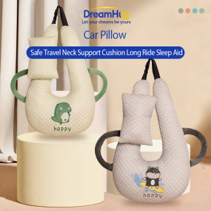 DreamHug Car pillow car pillows for passenger Car Neck Pillow for Kids - Safe Travel Neck Support Cushion with Cute Design for Long Ride Sleep Aid