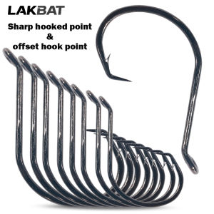 LAKBAT 20PCS 7385 Inclined Circle Hooks Sharp Barbed Olecranon Octopus Tackle for Soft Lure Fresh & Saltwater Fishing