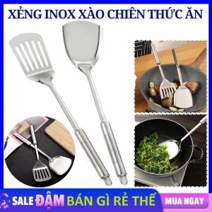Xẻng Nấu Ăn Chiên Xào Thức Ăn Bằng Inox Không Gỉ Tiện Dụng - Sạn Inox Chiên Trứng  Thìa Muôi Thủng - Dụng Cụ Nhà Bếp
