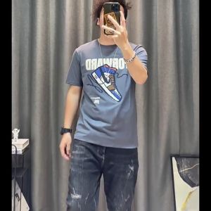 Men T Shirt Short-sleeved T-shirt 2023 Summer New Mens Cartoon Printed Cotton Shirt High-end Mens Half-sleeved Top