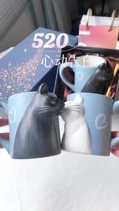 Cute Couple Cats Ceramic Mug Gift Set
