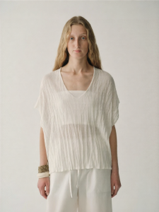 INSIS FEMME | Summer Artistic Style Pleated Sheer Top Linen