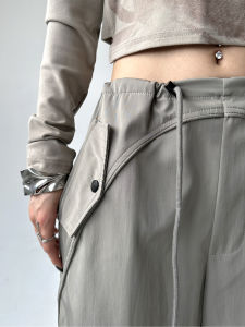 MUYUZI | Retro Street Fashion Gray Workwear Pants