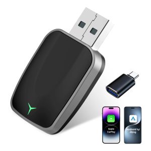 Bộ Chuyển Đổi Mini Không Dây CarPlay & Android Auto Plug & Play Dongle USB-A/C Chuyển Đổi Có Dây Sang Không Dây Tương Thích Với Hơn 2016 Xe Ô Tô