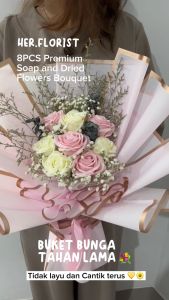 HER.FLORIST 8PCS Premium Soap and Dried Flower Bouquet / Buket Bunga Sabun dan Bunga Kering Kado