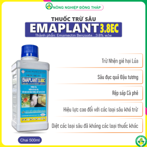 Thuốc Trừ Sâu EMAPLANT 3.8EC Trừ Nhện gié hại Lúa Sâu đục quả Đậu tương Rệp sáp Cà phê (Chai 500ml)