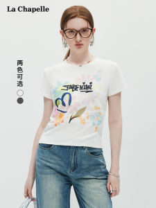 Áo Thun Nữ Cổ Tròn in Họa Tiết Graffiti La Chapelle LC Mùa Hè Thường Ngày Thoải Mái Đa Năng Vai Áo Cotton 95% Polyester 5%