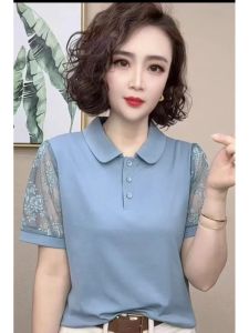 HUAXUNRAN | Youthful Short Sleeve T-shirt with Lace Collar