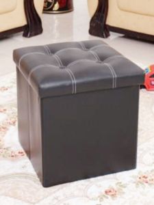 Foldable Leather Storage Bench Footrest Shoe Changing Bench Seat Cushion Bedroom Furniture Square Design Home Organization