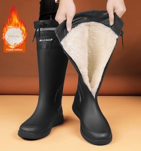 Snow Boots Mens Winter Fleece-lined Warm Long Cotton Boots Fur Integrated Northeast Cold-Resistant Thickened Waterproof Big Cotton Shoes
