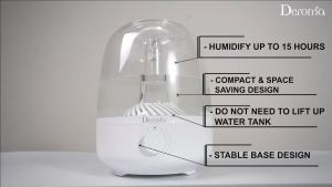 Deroma M430 Air Humidifier Transparent White Water Tank Large Capacity (4L) - Water spray mist disinfectant / Sanitize