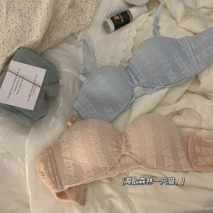 White Half Cup Bra Set for Teen Girls No Shoulder Straps AA Cup Gathered Anti-Slip Comfortable Underwear Sweet Style Summer Use