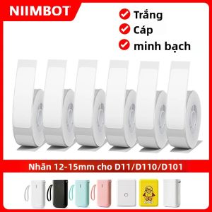 Niimbot Nhiệt Nhãn Dán Miếng Dán Trắng/Cáp/Vòng/Trong Suốt Chống Thấm Nước UV Giấy Cho D11 D110 Máy In Mini Nhãn Máy Làm