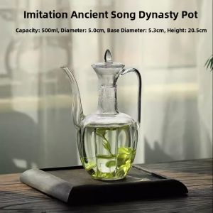 High Borosilicate Glass Green Tea Cup with Stand Large Capacity Heat Resistant Aesthetic Value Floral Infuser European Style Transparent